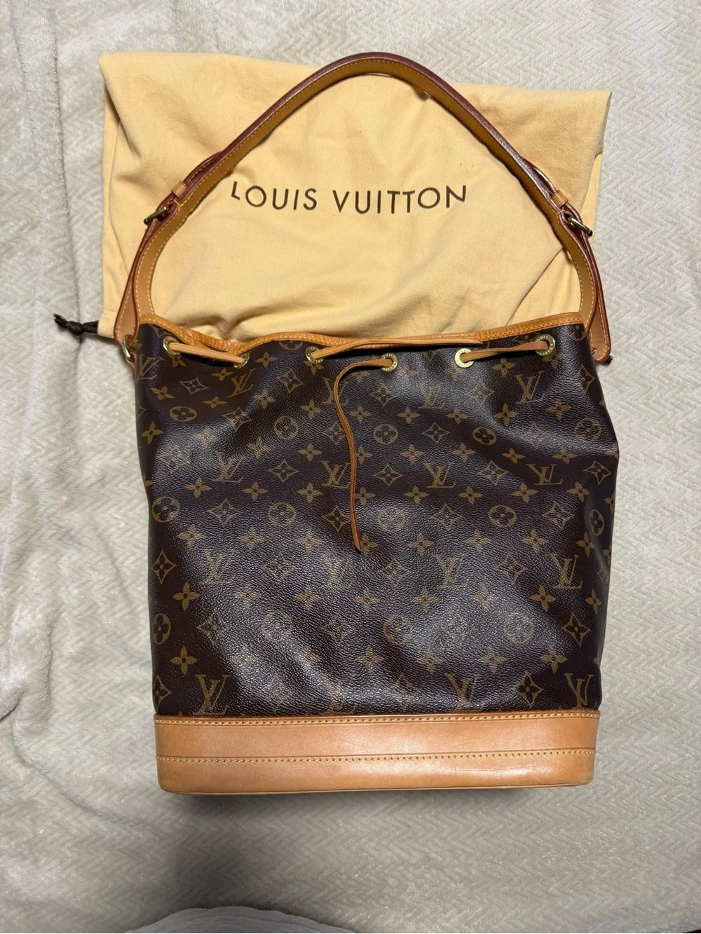 Louis Vuitton Monogram Canvas Brown and Tan Noé Shoulder Bag
